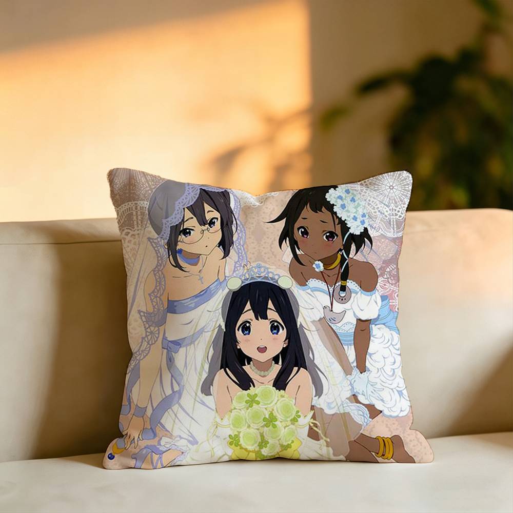 Hot Anime TTamako Market Pillow Case Square DoubleSided Sofa Cushion Cover Bedroom Bedside Pillow
