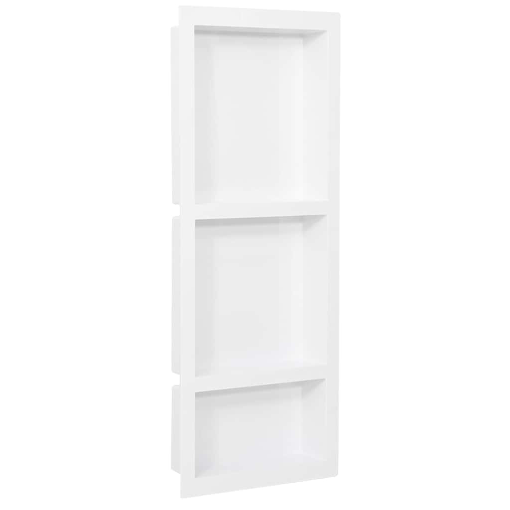 vidaXL Duschnische mit 3 Fächern Hochglanz-Weiß 41x99x9 cm weiß