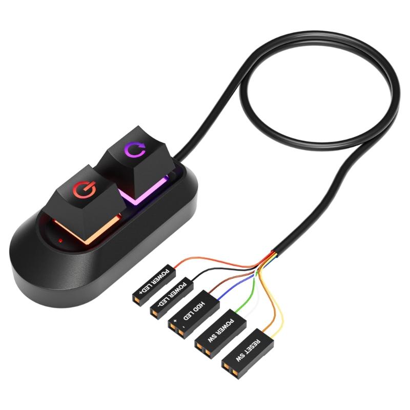 Universal Desktop Computer External Power Control Button With Splitter Cable And Adapter For Easy PC Setups