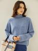 Women's Autumn/Winter High Neck Patterned Cashmere Raglan Sweater