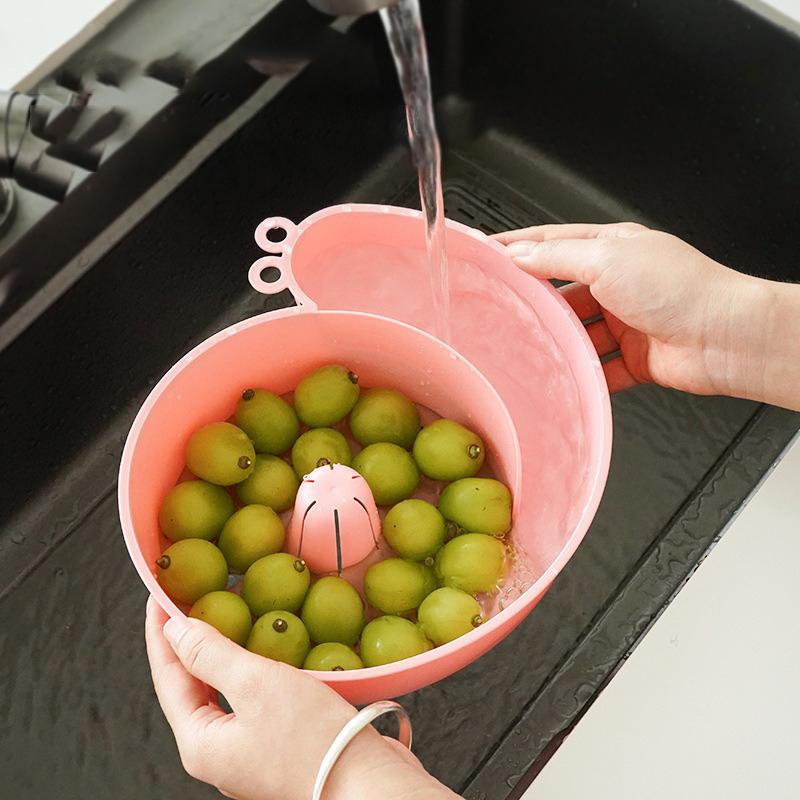 Snail Shape Fruit Drainer Basket Creative Automatic Rotation Clean Vegetable Washing Basin Multi-Functional Reusable