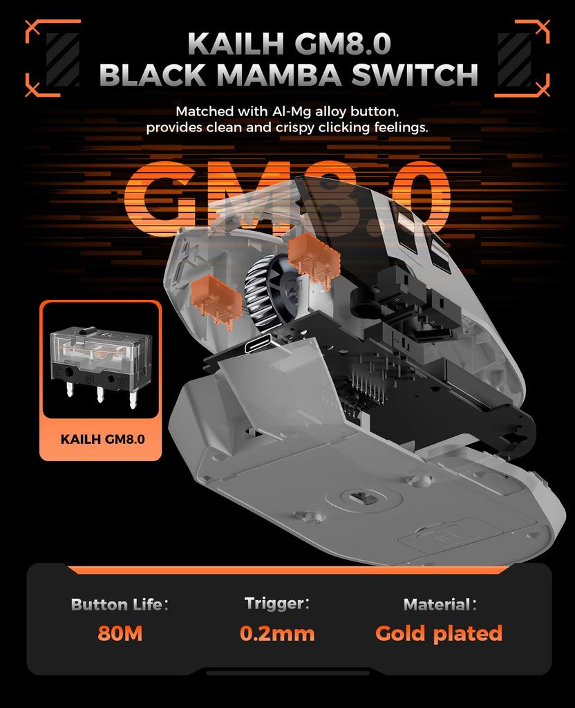 DAREU A980PROMAX Gaming Mouse with Wired 4K TFT 30000 3 Side 4000Hz Technical Standards Certification Certified 8K/Wireless Screen, DPI, Buttons, 2.4G