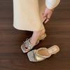 French thick heel slippers fairy shoes wear 2025 new summer skirt lace bow sandals