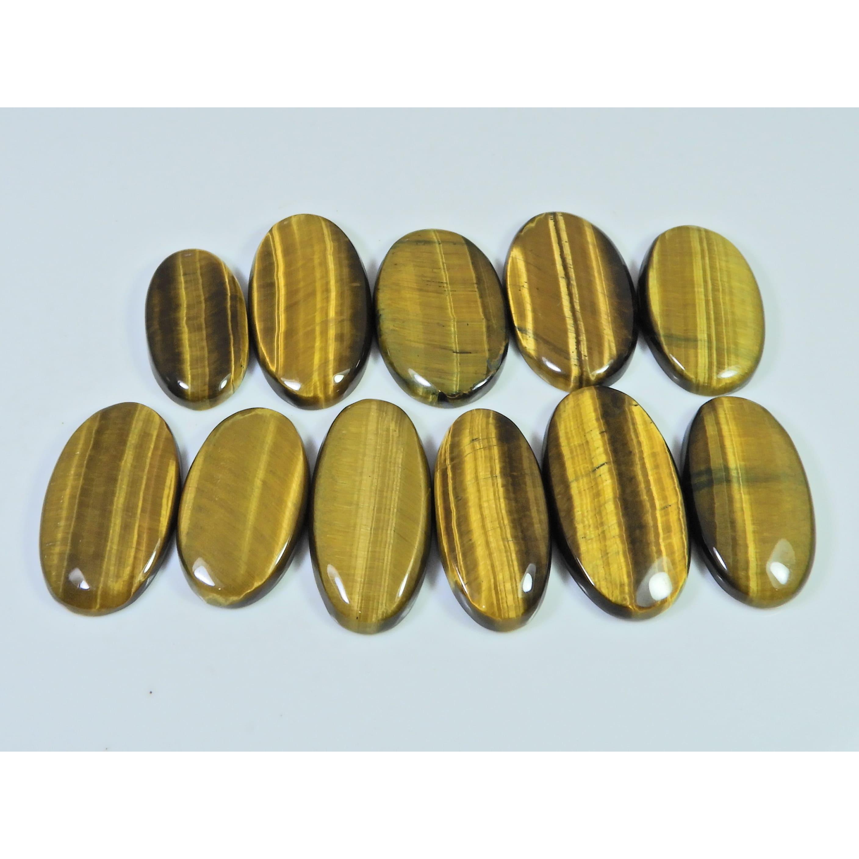 11Pcs Natural Brown Tiger eye Oval Shape Cabochon Loose Gemstone 340Cts. Lot C-2488