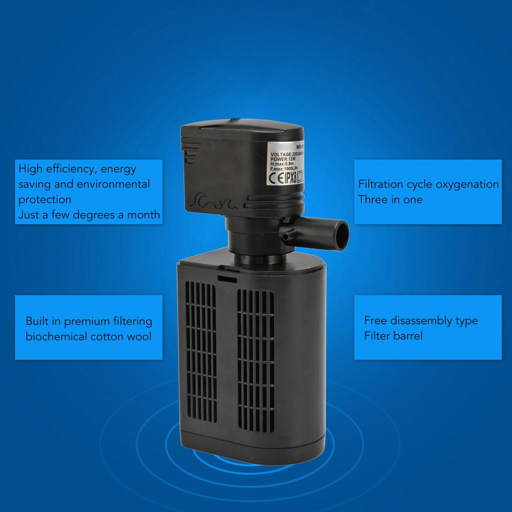 Aquarium Filter 3 in 1 Filtration Circulation Oxygenation Internal Fish Filter Pump 220 V