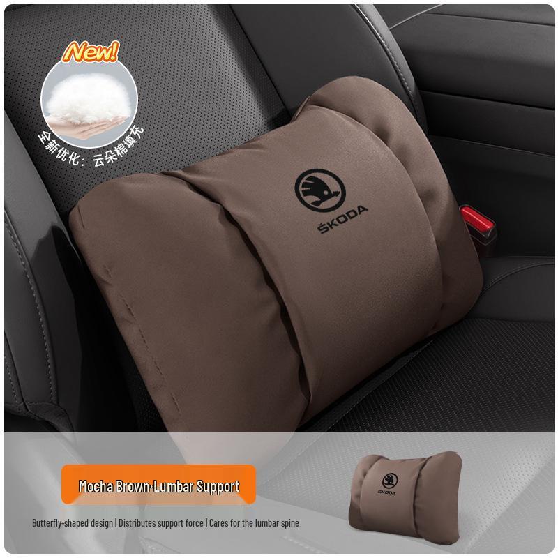 Skoda Headrest Lumbar Support Pillow for Octavia, Superb, Kamiq, Karoq - Neck Protection Cushion