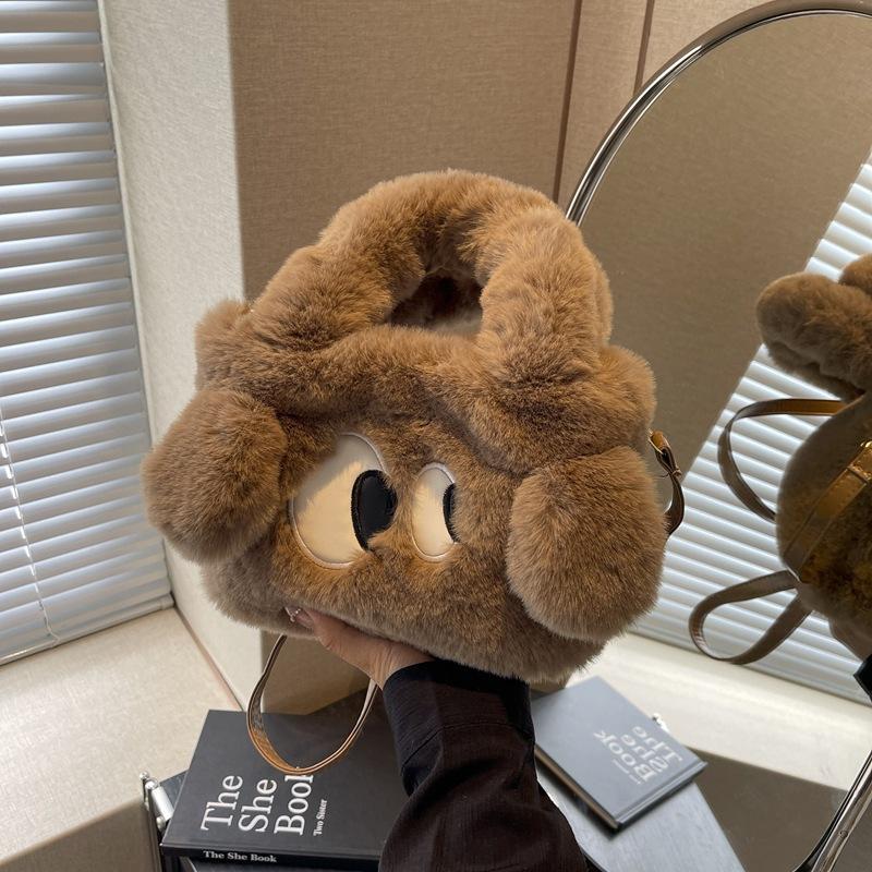 Plush Bag Women's New Autumn and Winter Versatile Messenger Bag Cartoon Cute Fluffy Tote Bag