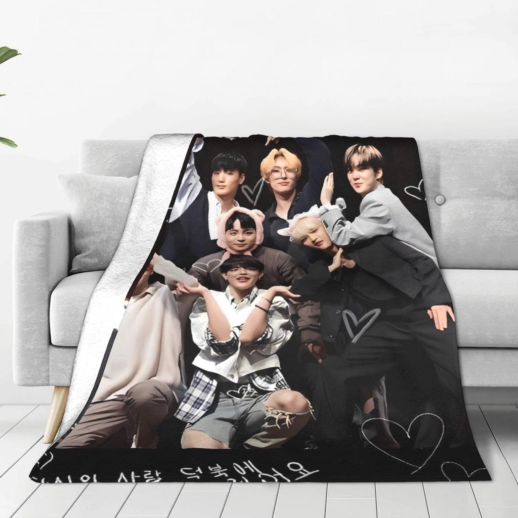 Soft Warm BlanketKids Decorative Kpop Ateez Band Throw Blanket Flannel Bedspread For Living Room Funny Sofa Bed Cover