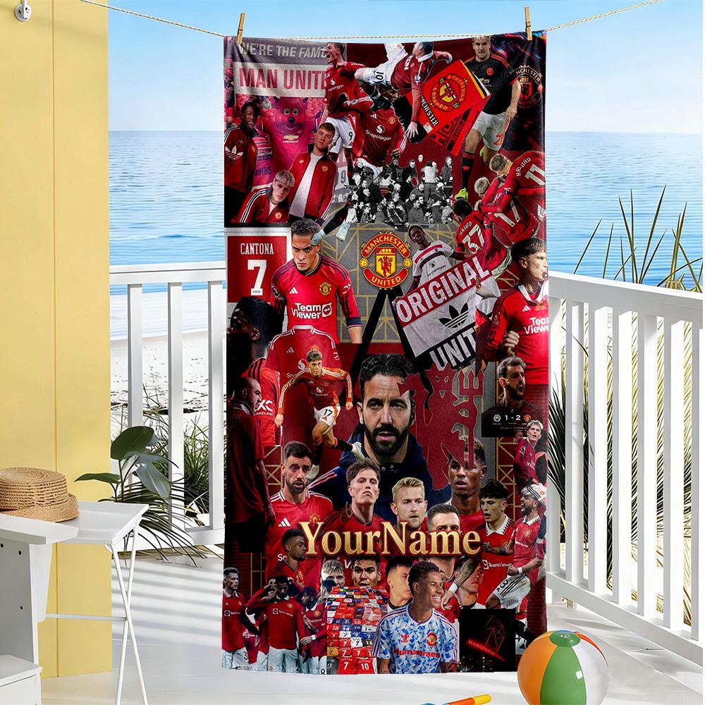 Manchester Personalized Text Beach Towel High Absorbency & Quick-Dry Perfect for Traveling Yoga Camping and Swimming