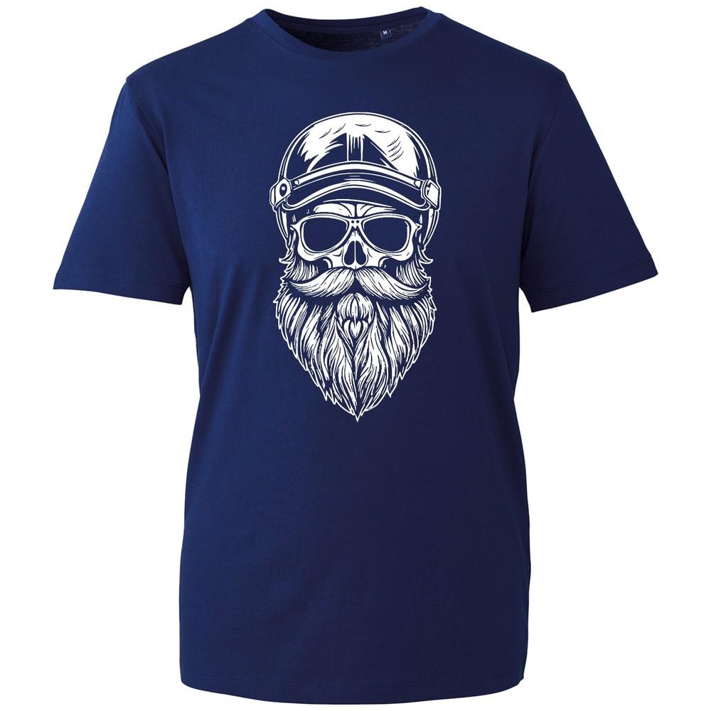 Unisex Biker Skull Graphic T Shirt Black Bearded Skulls Printed Tee Casual Top S