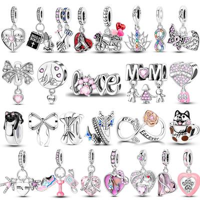 Nieuw In Koperen Bedels Strik Liefde Mama Hart Bedel Kralen Passend op Originele Armband Diy Vrouwen Sieraden Cadeau Voor Vriend