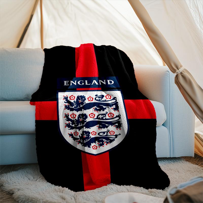 1PC England Football Crest Printed Soft Flannel Blanket Throw for Adult Bedroom Living Room Sofa Camping Travel Fan gifts Christmas Gifts