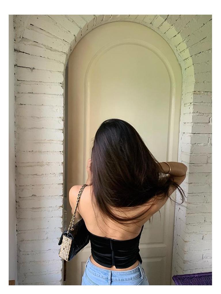 Women's Summer Strapless Black/White Bandeau Top with Boning