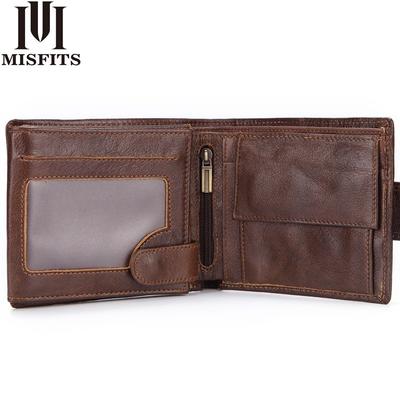 Marque hommes portefeuilles en cuir véritable court porte-monnaie mode moraillon portefeuille pour homme Portomonee avec porte-carte porte-Photo