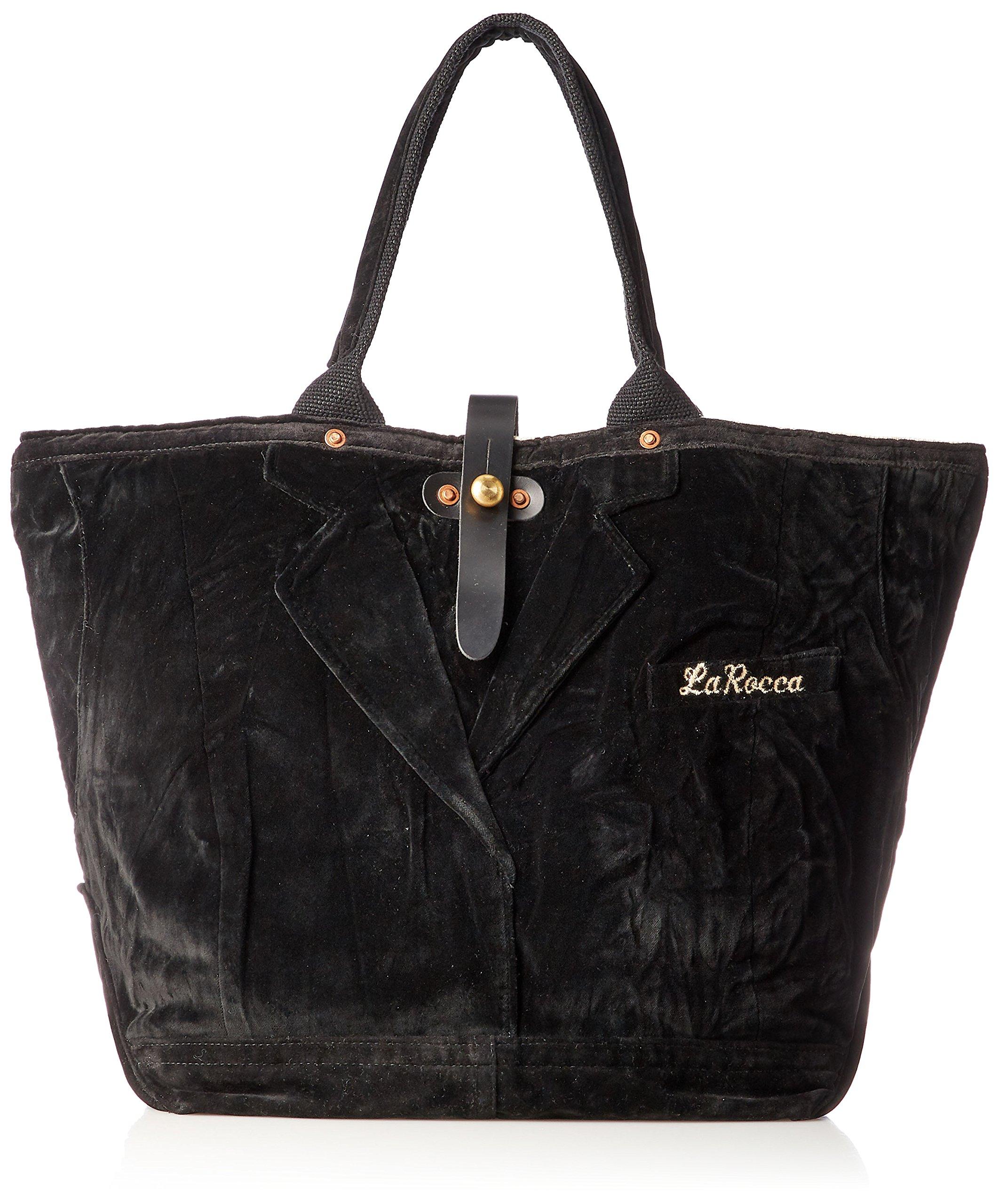 

[La Rocca] VELOUR LARGE TOTE. This large-capacity tote bag features a repurposed outer material, so each bag is unique. Unisex. Black.
