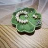 1Pc Ceramic Jewelry Tray Tabletop for Cosmetics and Accessories Nordic Style Clover Leaf Storage Box for Wedding Birthday Gifts