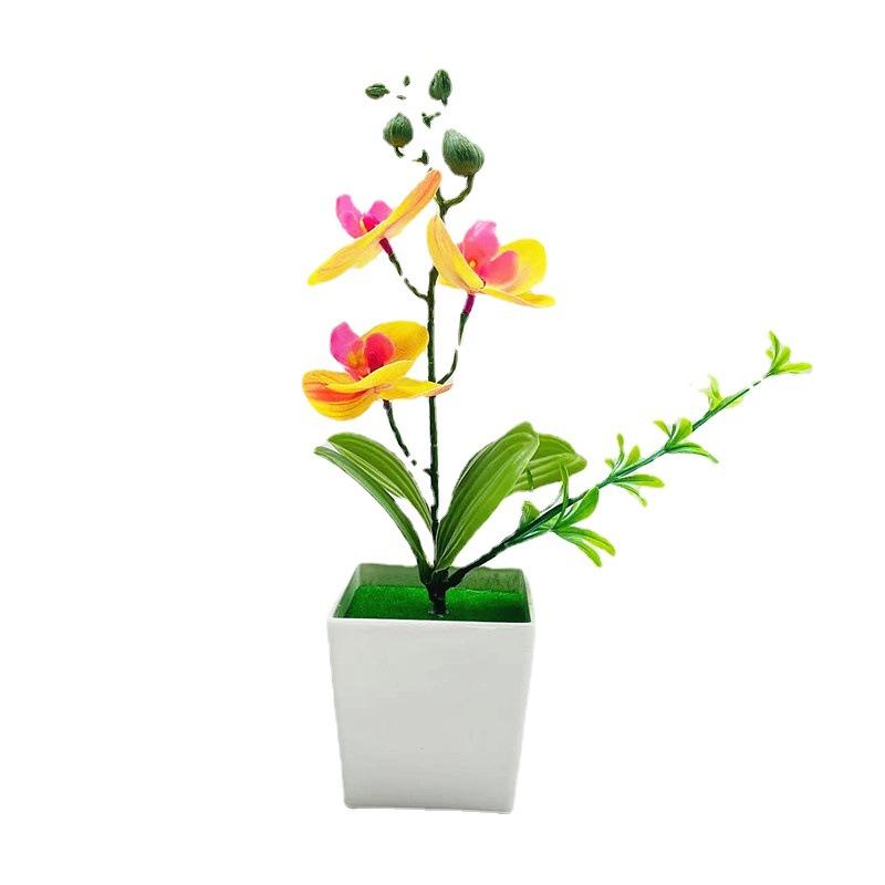Artificial Potted Plants Artificial FlowersThree Phalaenopsis Orchids Square POTS Artificial Flower Ornaments
