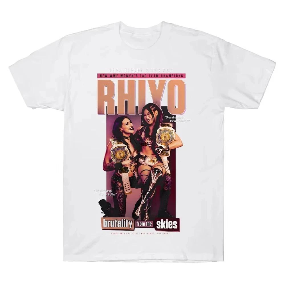 Rhea Ripley Iyo Sky Wrestling Cotton T-Shirt Graphic Print Y2K Wrestlemania M