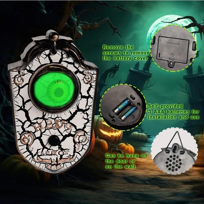 1PC One-Eyed Halloween Doorbell Decoration Spooky Eyeball with Sounds Animated Prop for Trick or Treat Event