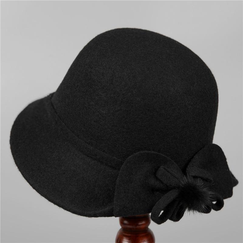 Middle-aged Hat Autumn and Winter Wool Warm Fisherman Hat Elegant Bucket Hat
