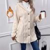 2026 Women's Solid Color Plush Hooded Sweatshirt with Diamond Pattern Design