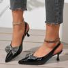 New Bow Shaped Rhinestone Women's Heels Pointed Sexy Heels Dress Party Shoes Ladies Fine Heel Sandals