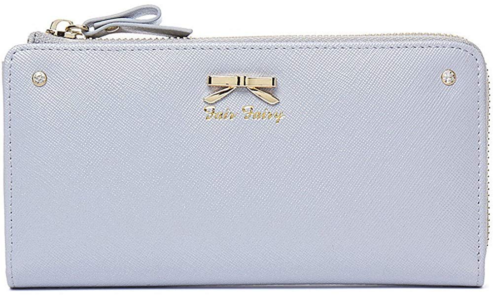 

Wallet Zipper Long Wallet Genuine Cowhide Simple Ribbon 160724 Gray [Fair Fairy] L-shaped Women s (Blue Outlet)