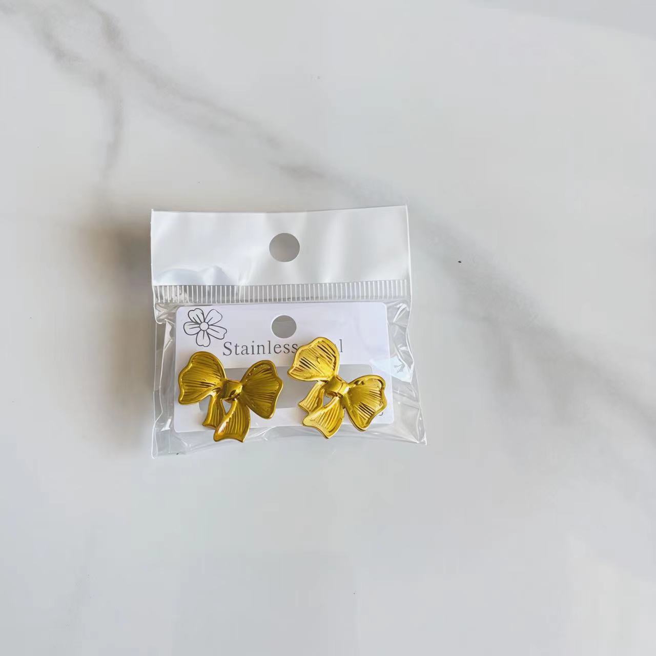 18K Gold Plated Stainless Steel Butterfly Bow Stud Earrings - Hypoallergenic Durable Elegant Jewelry for Parties & Daily Wear
