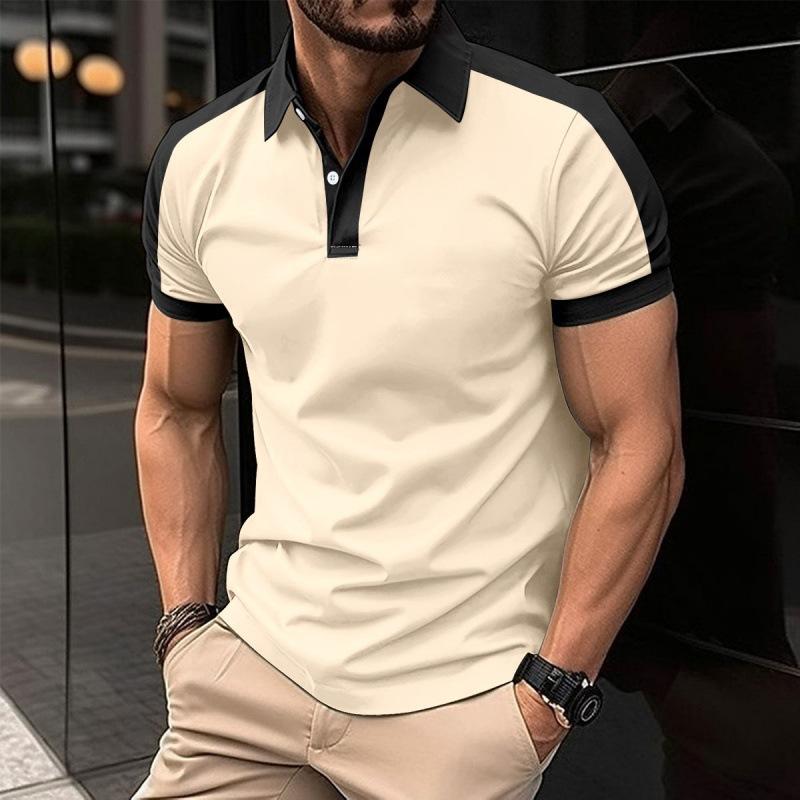 3D digital printed lapel men s short sleeved pullover casual men s T-shirt S