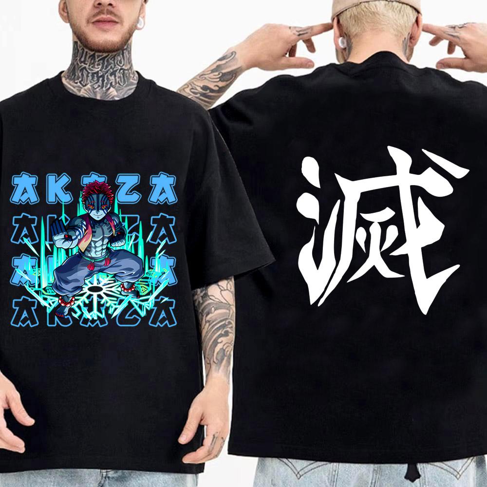 Japanese Anime Shirt Demon Slayer Infinity Castle T Shirt Men Cartoon Kimetsu No Yaiba High Quality Cotton Streetwear Clothes