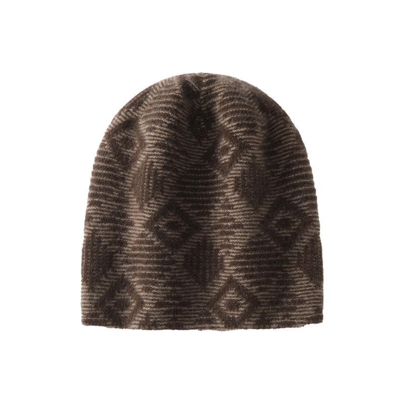 Cashmere new European and American trends autumn and winter wool hat warm knitted hat jacquard thickened headhat