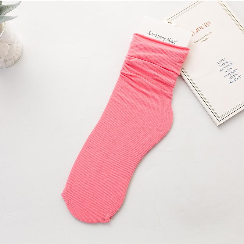 Velvet Socks for Girls, New Summer Style, Thin Ice Silk Socks, Solid Color Mid-calf Socks, Dopamine Socks