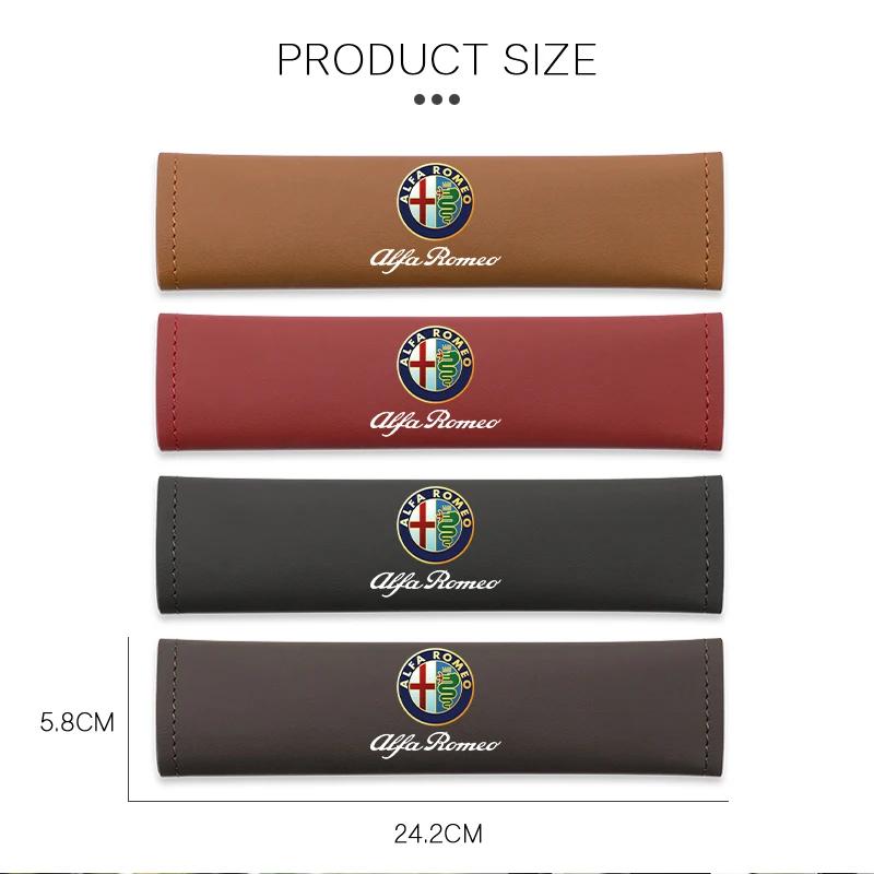 Car Stickers For Alfa Romeo Leather Car Seat Belt Cover Shoulder Protective Accessories For Alfa Romeo 156 159 147 4C 8C 166 Giu