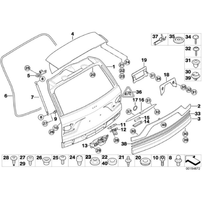 Heckklappengriff-Baugruppe mit Tastendrucker Compatible with BMW X3 E83 2004 2005 2006 2007 2008 2009 2010 for 51133403611