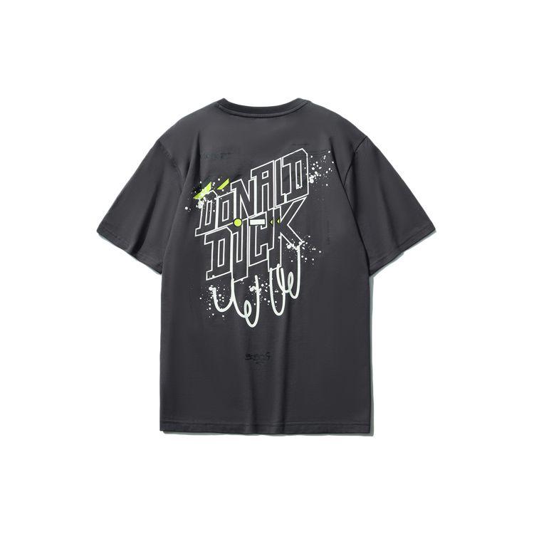 Li Ning x Disney Cartoon Print Crew Neck Short Sleeve T-Shirt Unisex Tops Black Gray AHSR546-2