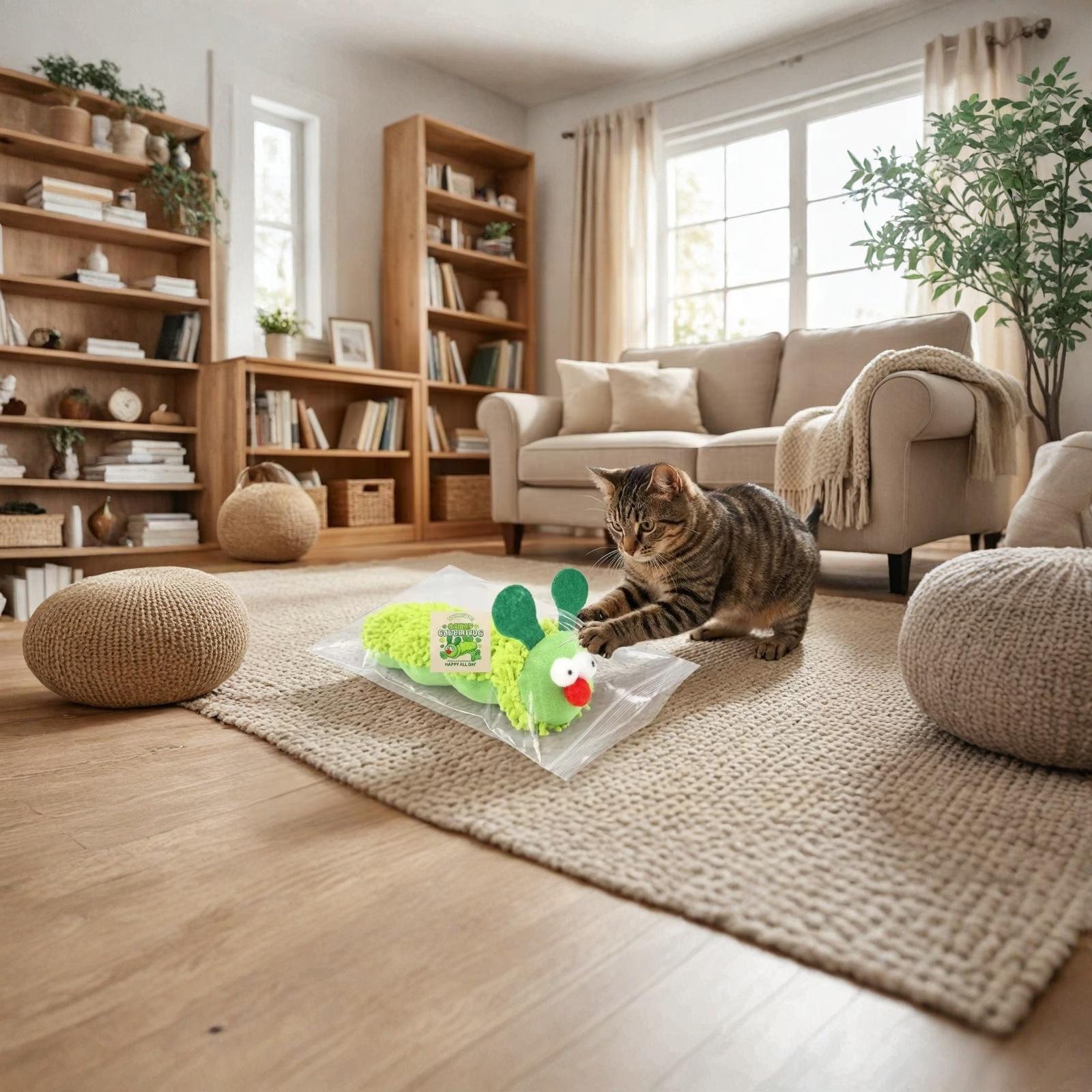 Catnip Caterpillar Toy Interactive Plush Pillow Resistant Toy one size зелёный