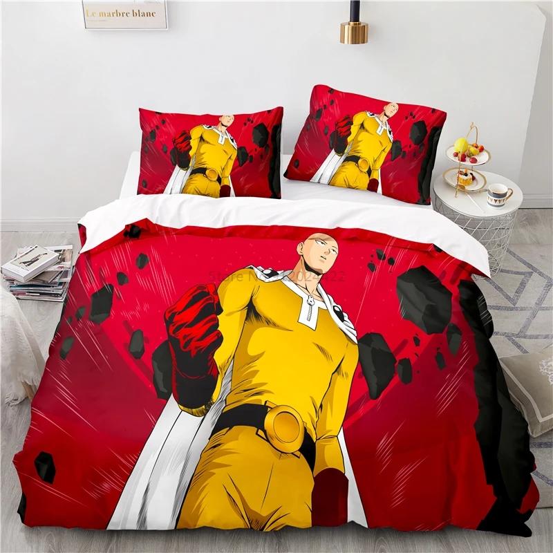 Japan Anime ONE PUNCH-MAN 3D Pattern Duvet Cover Set with Pillowcase 2/3pcs Cartoon Bedding Sets Bed Linen Queen King Bedclothes
