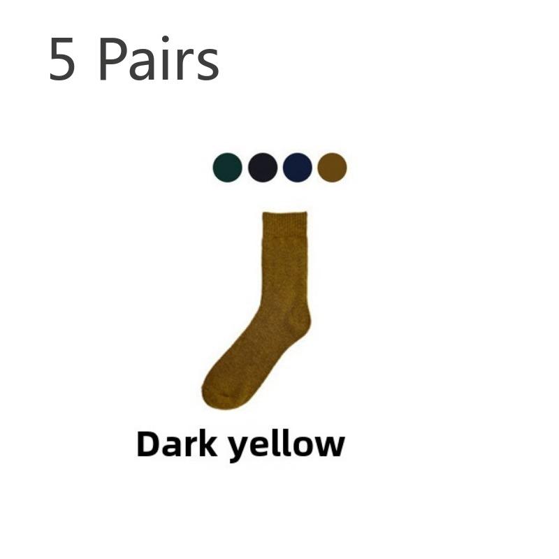 5 Pairs of Women's Autumn and Winter Solid Color Thick Warm Cashmere Hoop Socks