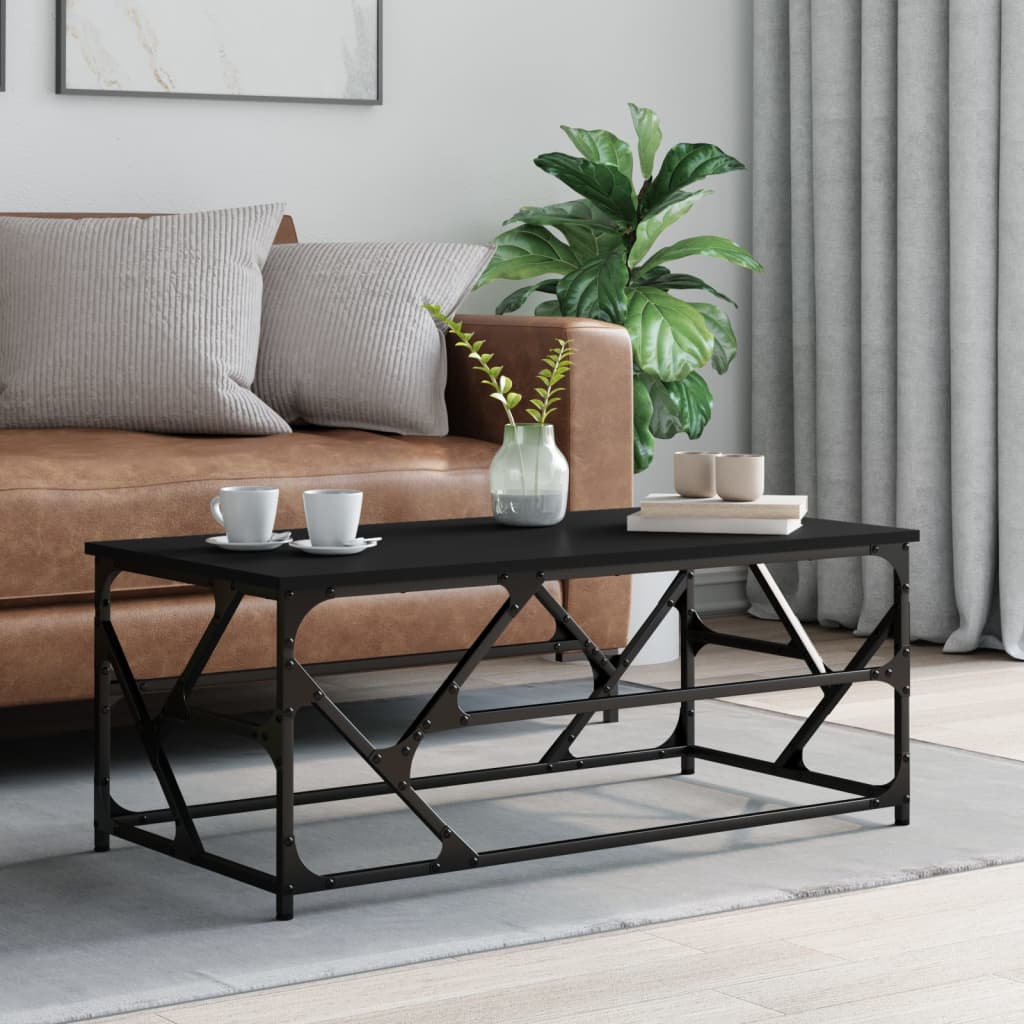 Coffee Table Black 100x50x40 cm Wood Based Panel