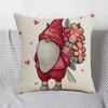 Valentine's Day Pillowcase Cute Love Heart Gnome Doll Pattern Red & White Color Sofa Cushion Cover Bedroom Car Square Pillow Shams Bedding Supplies