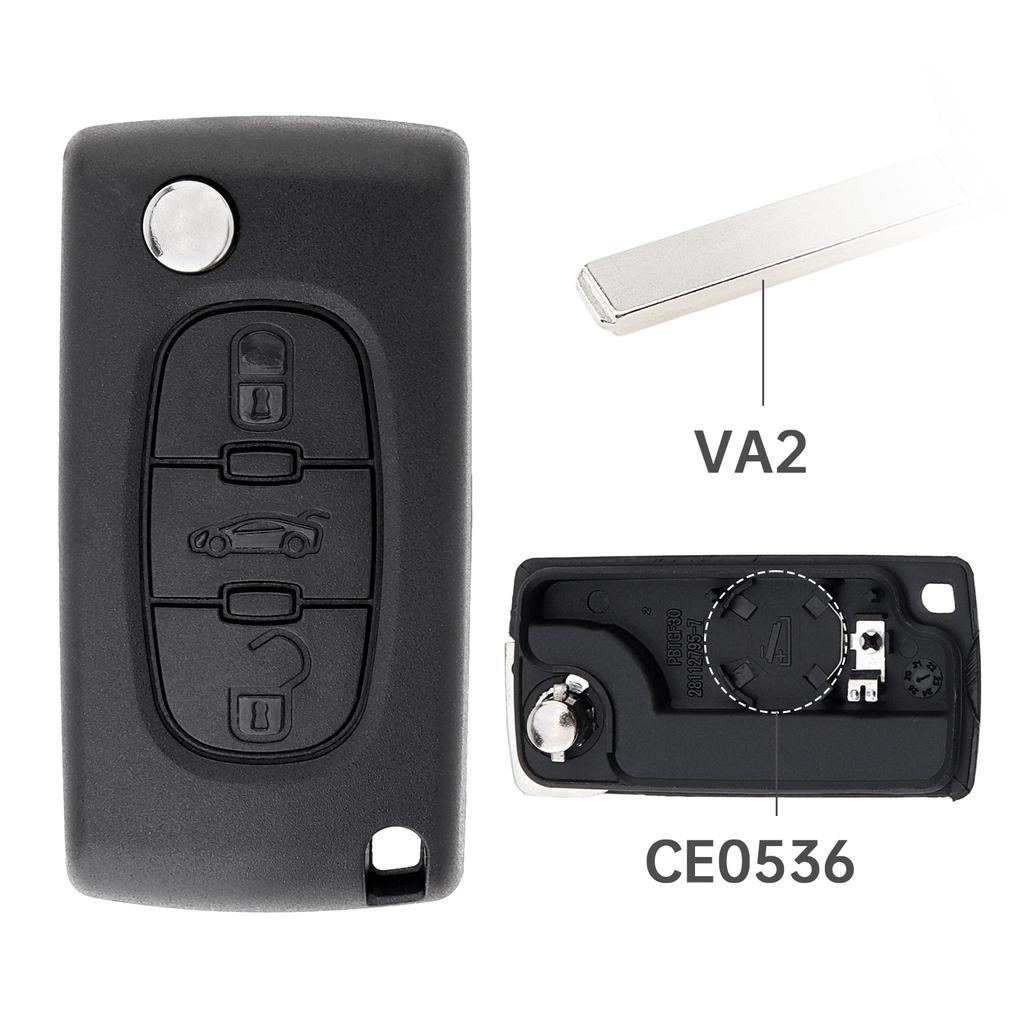 3 Buttons Citroen Flip Key Fob Case Replacement for 207 307 308 407 C1 C2 C3 C4 with Keychain Screwdriver Wear Resistant