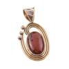 Natural Mahogany Obsidian 925 Sterling Silver Jewelry TwoTone Pendant 1.75" M0K07
