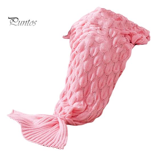 

Mermaid Tail Blanket Knitted Scale Texture Elastic Thick Keep Warm Sleeping Bag for All Seasons Winter Blanket for Sofa Camping Bed Car Use L розовый
