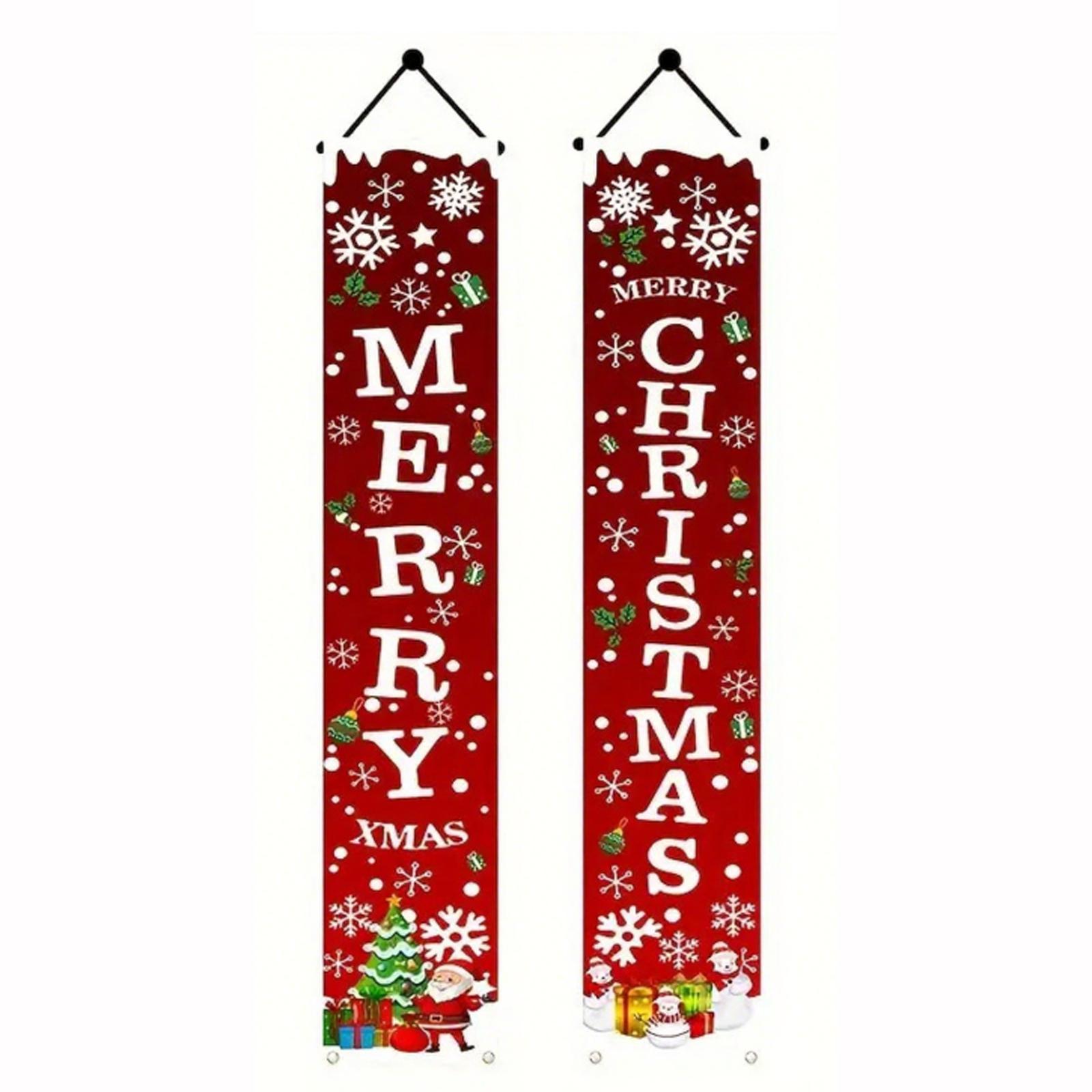 

Christmas Porch Banners Merry Christmas Banner Sign - Christmas Front Porch Door Decorations - Outdoor Xmas Decor - Red Merry Christmas Sign For City One Size