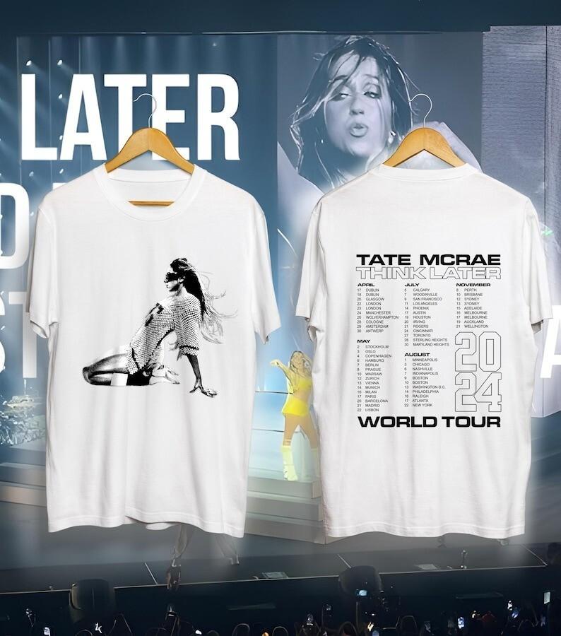 

Tate McRae Think Later 2024 World Tour T-Shirt | Concert Mu Merch | Music Fan Unisex T-Shirt L
