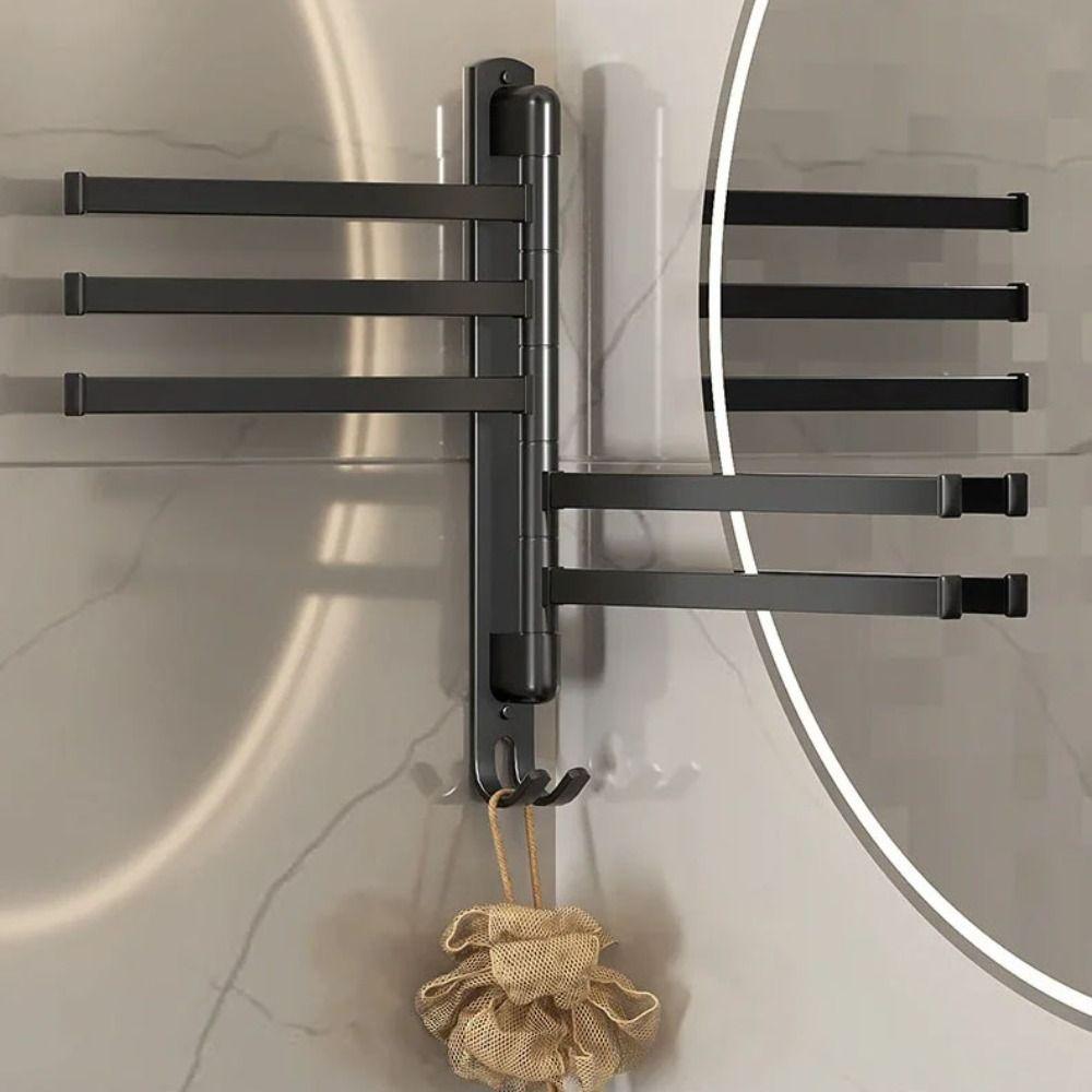 180°Rotating Suction Cup Towel Rack Multi-pole 2/3/4/5 Towel Bars Toilet Towel Rod Punch-free Wall-mounted Clothes Hanger