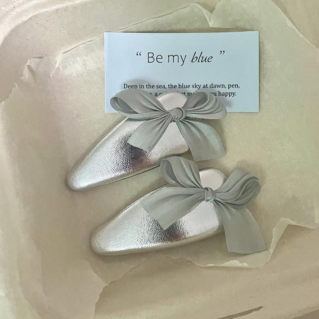 Sweet Mesh Bow Leather Hair Clip Water Droplet BB Clip Break Clip Bangs Side Clip Gentle Temperament Hair Accessory for Women