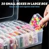 Stylish 30 Compartment Clear Organizers Box Sturdy Plastic Storage Case Portable for Jewelry Beads Desk Accessories