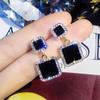 Korean New Black Round Rhinestone Drop Earrings for Women Shining Zircon Geometric Dangle Earring Female Temperament Jewelry