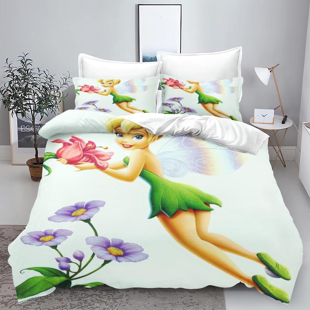 Tinker Bell Anime Disney Bedding Set Duvet Cover 100% Polyester Suitable For Children And Adults 3-Piece Set 1 Quilt Cover
